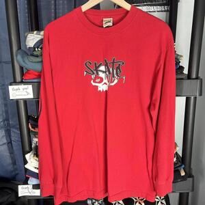 y2k red skater longsleeve graphic shirt large